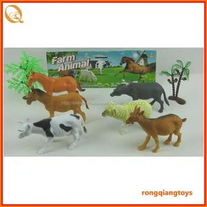 çiftlik yumuşak plastik hayvan seti oyuncak köpek koyun at kaplan deve ve zebra ağaç an9996161s-1