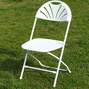Plastic Beach Folding Chair Plastic Tube Folding Beach Chair Fan Back Steel Folding Chair Outdoor Wedding