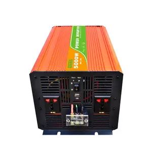 Inverter 24V/48V 220V 5000W 10000W, Konverter Trafo Tegangan Daya Gelombang Sinus Murni Puncak dengan 2 Pengisi Daya AC