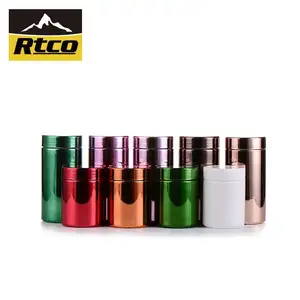 Supplement Powder Bottle RTCO Chrome Electroplating Sports HDPE Bottle For Nutrition Powder Supplement With Lid Red Color