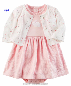 12.2 estilo encantador 2 unids mono del bebé que arropan La Rebeca vestido del bebé 100% algodón ropa de los cabritos sets - Product Image 3