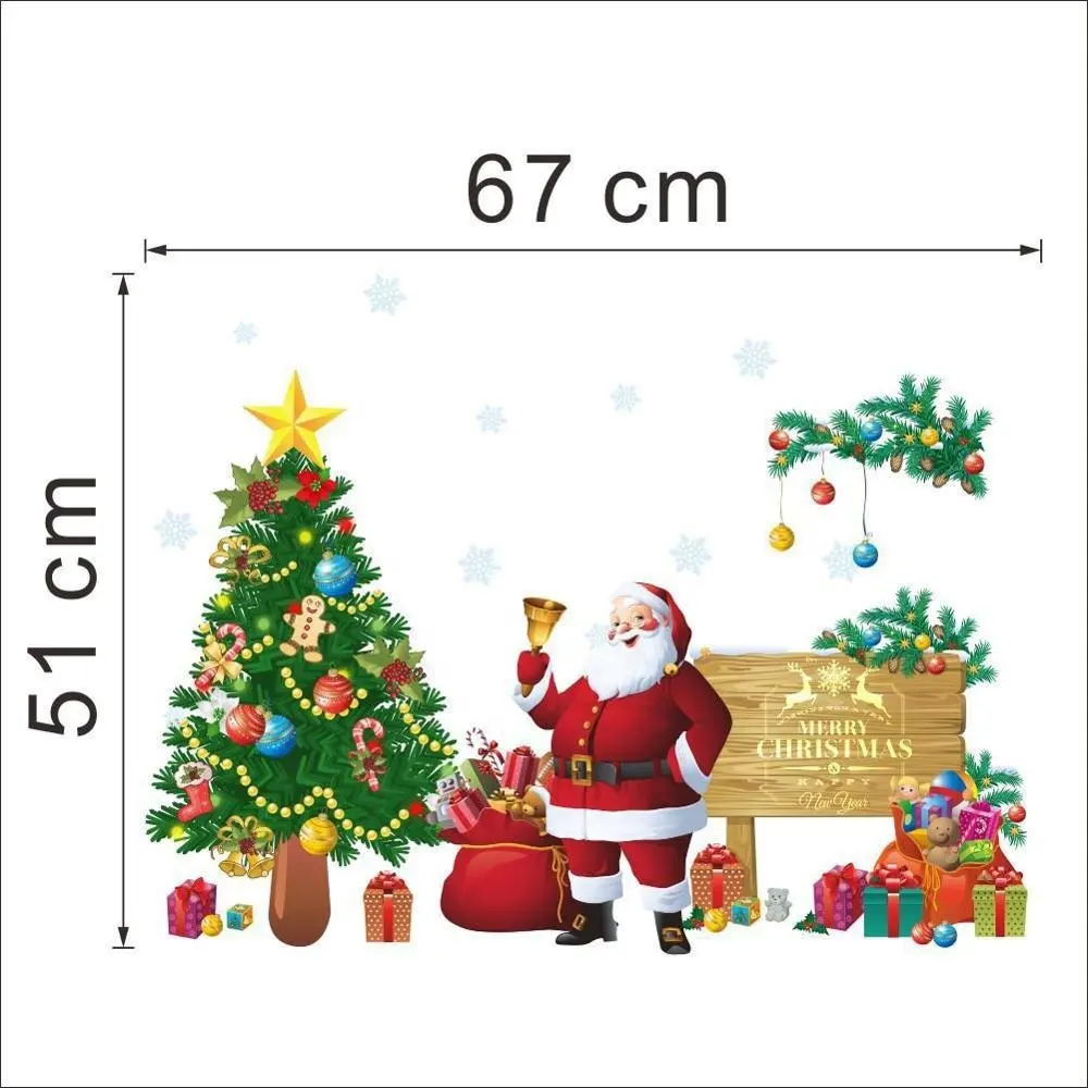 Merry Christmas Window Sticker Window Wall Holiday Winter Christmas Home Decorations Santa Claus Stickers