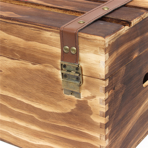 Wine Gift Box Gift Wooden Box Factory Price Hand Made Torched Color Wooden Wine Gift Packaging Box