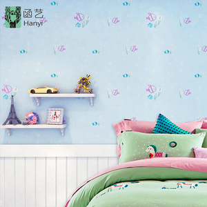 Biru Laut Kartun Ikan Wallpaper untuk Kamar Anak <span class=keywords><strong>Wall</strong></span> Stiker