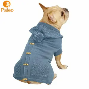 Paleo pakaian anjing peliharaan Hoodie pakaian Pom Pom anjing Sweater rajut musim dingin hangat pakaian kucing lembut mantel Hoodie hewan peliharaan
