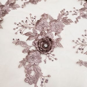 Vải Ren Châu Phi 3d Của Pháp Sang Trọng Hoa Hồng Vải Thêu Ren Hoa 3d Viền Hoa - Product Image 3