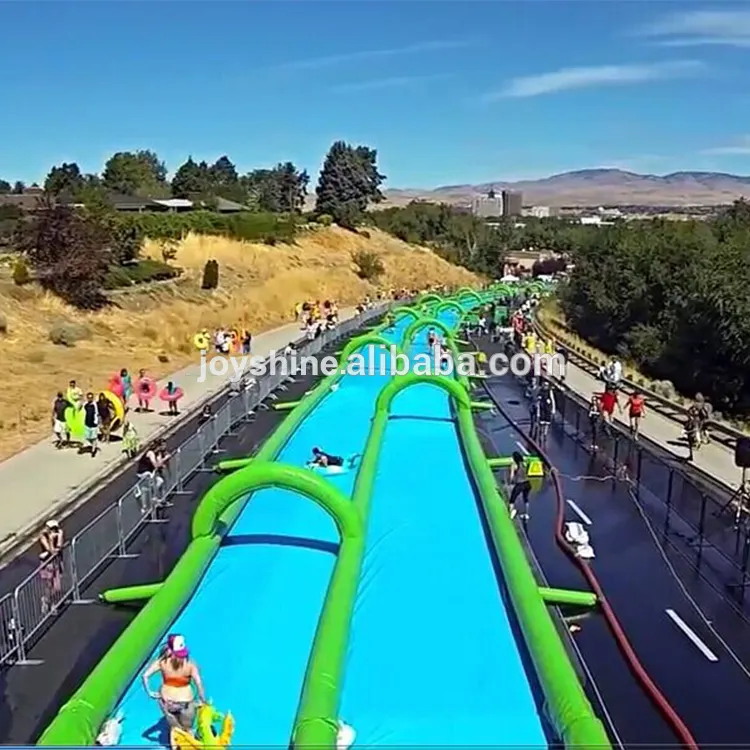 Tamanho personalizado 1000 ft n slip slide slide slide inflável da cidade de água longa