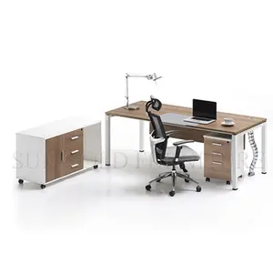 最新设计简约老板CEO办公家具三聚氰胺带金属腿行政办公桌办公桌套装