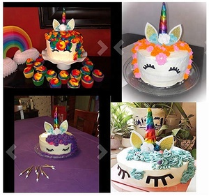 Decorazioni per il <span class=keywords><strong>Primo</strong></span> <span class=keywords><strong>Compleanno</strong></span>, Set di Topper per Torta Fatti a Mano con Unicorno Dorato, Decorazioni per Festa a Tema Unicorno per Baby Shower - Product Image 5
