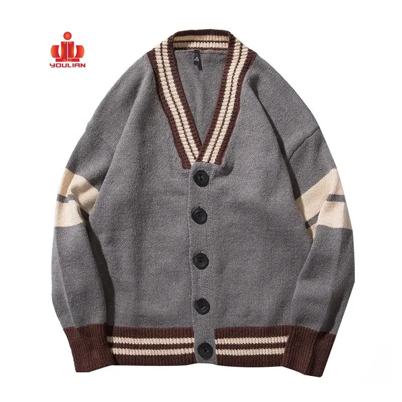 Hohe Qualität Winter Custom OEM & ODM Langarm Jacquard Gestrickte Pullover Wolle Herren Strickjacke