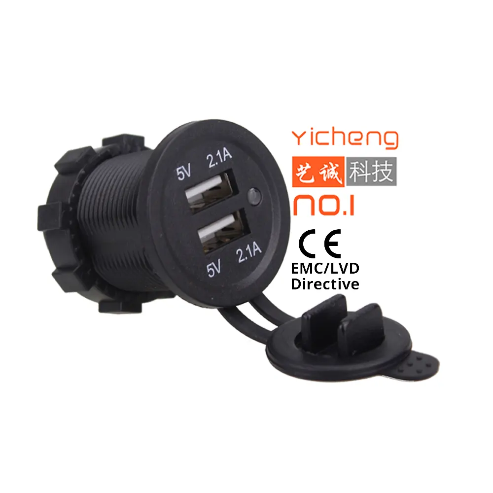 12V 24V DC Fast Charging 2.1A Car Charger Dual USB for Bus Marine