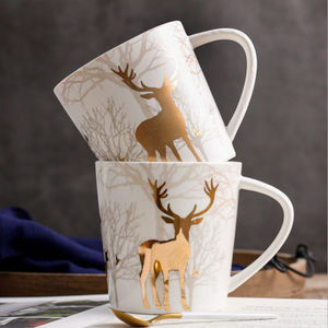 Uchome personalizado único Patrón de los ciervos de la Navidad Linda tazas de cerámica - Product Image 1