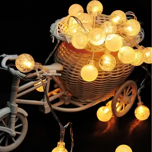Guirlande lumineuse led étanche avec piles AA, 2M, 20 boules de cristal, ampoule extérieure, lampe à bande domestique, noël, mariage, décoration, guerre, 2M