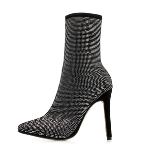 WETKISS Bottines à bout pointu en cristal très vendues, bottes à talons aiguilles en caoutchouc antidérapant, chaussures pour femmes, bottines à <span class=keywords><strong>strass</strong></span> brillantes - Product Image 5