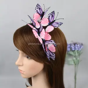 Yüksek Kaliteli Kız Fascinator Kumaş Simülasyon Kelebek Kafa Bandı Hairband