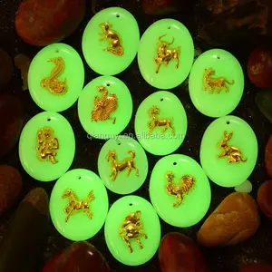 New Products 2018 Unique Jewelry Chinese Zodiac Gold Plated Glowing Stone Pendant