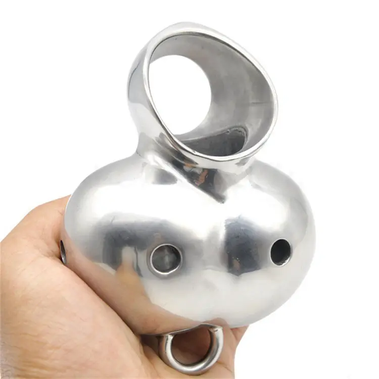 Skrotum ciltleme cihazı erkek Scrotal bağlı Penis yüzükler paslanmaz çelik topu sedye ağırlığı iffet horoz Penis halkası