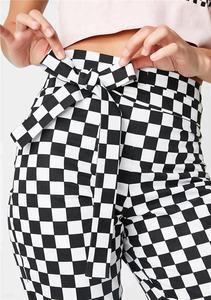 Women <strong>Black</strong> <strong>and</strong> <strong>White</strong> High Waisted <strong>Checkered</strong> Cropped <strong>Trousers</strong> 2020 - Product Image 2