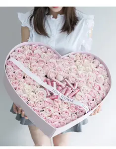 Luxe grande taille Extra grande forme de coeur fleur mate Rose carton papier emballage ensemble XXL coeur fleur boîte-cadeau emballage