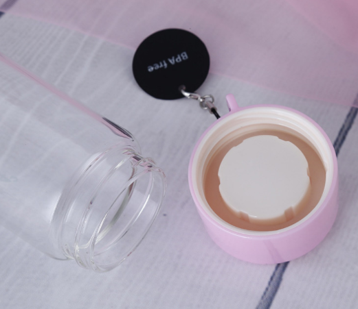 400ML custom printed borosilicate glass water bottle with plastic lid