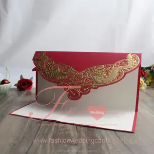 Or Déjouer Traditionnel Chinois Rouge Gaufrage De Mariage Carte D'invitation