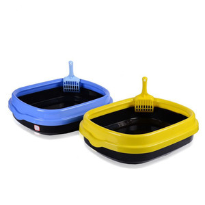 Semi closed plastic environmental petty cat litter box toilet flushing with Scoop - Product Image 1