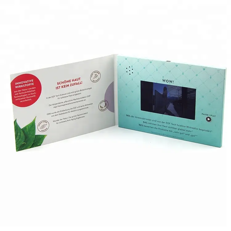 Promosyon hediye özel baskılı ses tebrik düğün davetiye kartı 4.3 inç lcd ekran video reklam broşürü