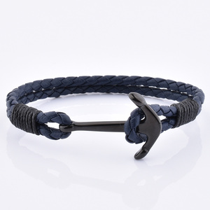 <span class=keywords><strong>Bracelet</strong></span> en <span class=keywords><strong>cuir</strong></span> véritable de haute qualité avec logo personnalisé, ancre dorée, bleu marine, nouveau <span class=keywords><strong>bracelet</strong></span> tendance pour <span class=keywords><strong>homme</strong></span> - Product Image 5