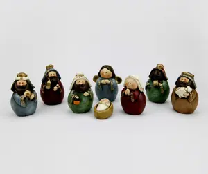 2018 جديد نمط التماثيل الدينية الكاثوليكية السيراميك عيد الميلاد الكرتون مشهد المهد مجموعات بالجملة