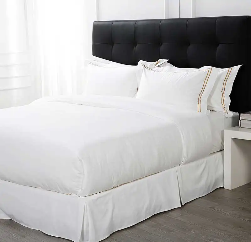 Coton blanc drap de lit ensembles hôtel 400 tc reine taille