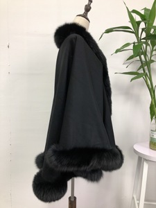 Vrouwen Winter Natuurlijke Echt Bont Cashmere Poncho Bruiloft Echt Vos Bont Cape - Product Image 4