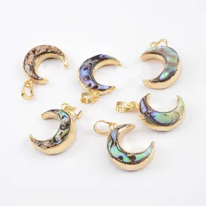 G1713 2019 new arrivals crescent moon charm abalone shell pendants charms for jewelry making