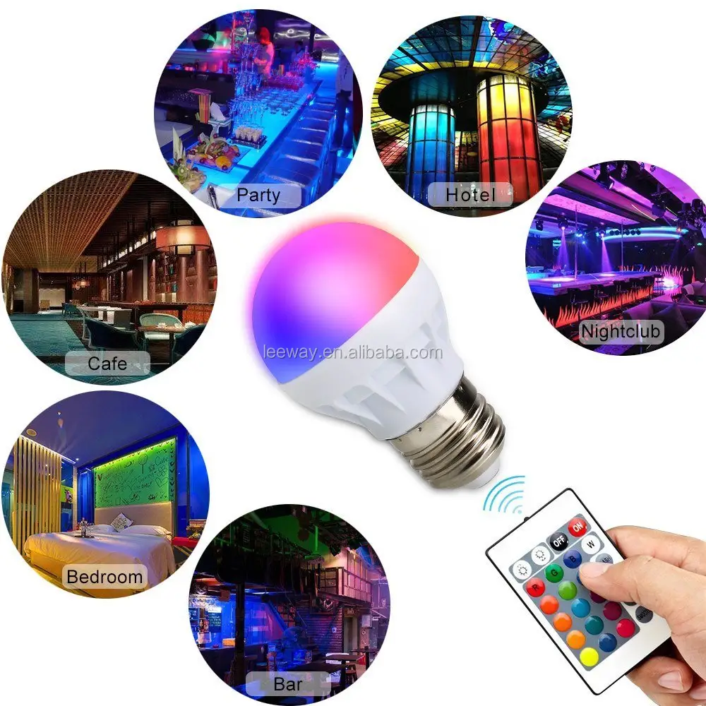 RGB led bulb remote controlled color changing led light bulb G45