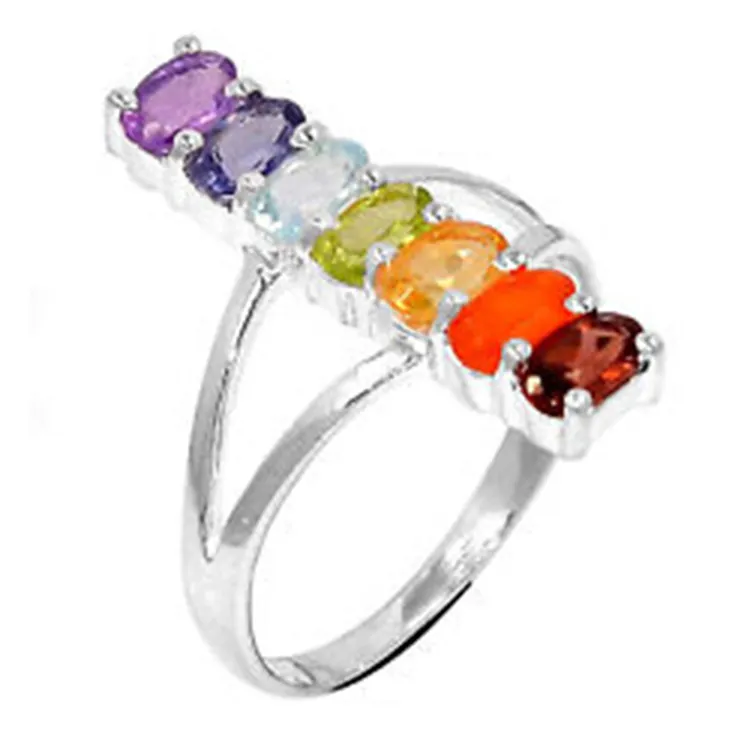 925 Sterling silver 7 Chakra Stone Ring