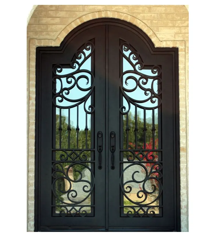 Porte d'ingresso in metallo di sicurezza doppie porte d'ingresso anteriori cina design della porta della griglia in acciaio a basso prezzo per la casa