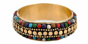 Multicolour Handcrafted <b>Beaded</b> Brass Bangle <b>Set</b> - Product Image 2