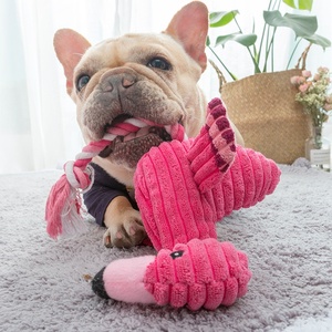 Köpek oyuncak lüks sevimli tasarım flamingo şekli dayanıklı peluş keten pet chewer köpek oyuncak gıcırtılı yıkılmaz - Product Image 1