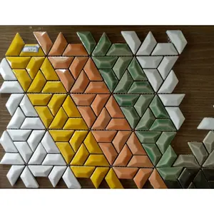 Japanese Mixed Color Irregular Trapezoid Ceramic Mosaic