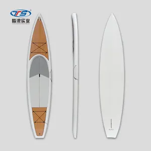 12'6'' customized high quality clean white wood EPS race surfboard sup stand up paddle board