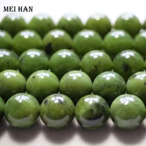 Großhandel natürliches Mineral 16mm kanadische Jade Halbe del stein glatte runde lose Perlen für die Schmuck herstellung