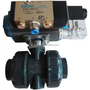 Double acting principle pneumatic UPVC ball valve with solenoid valve DN15-DN100