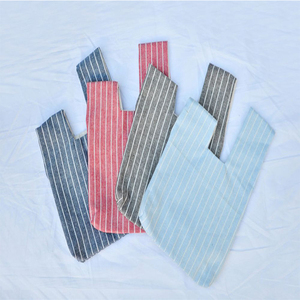 Sacs à main en coton et lin portable avec logo personnalisé imprimé, sacs de shopping de couleur pure pour femmes, style japonais - Product Image 4