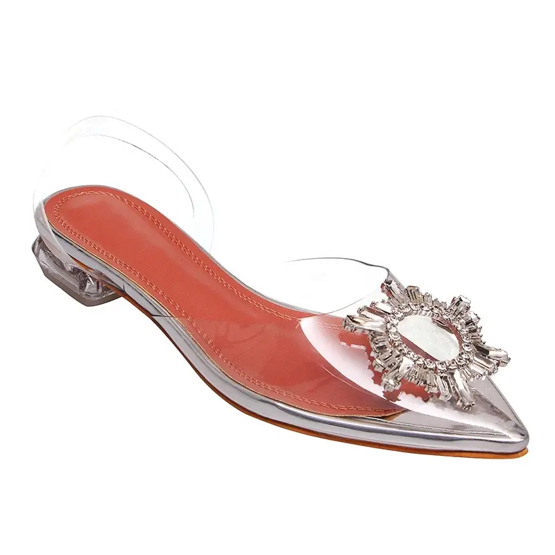 Zapatos de tacón alto para mujer y mujer, elegante, de alta calidad, con diamantes de imitación, cristal, gelatina, vestido de boda, fiesta