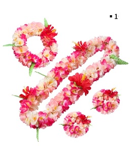 Party Hawaiian <strong>Flower</strong> <strong>Lei</strong> 12 Color Petal Necklace Head Ring Hand Ring Four Sets of Holiday Activities Dress up Accessories - Product Image 2