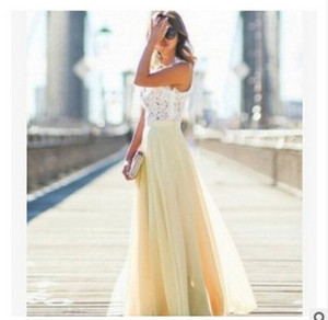 Yiwu Factory <strong>Women</strong> Lace Top <strong>Sleeveless</strong> <strong>Dress</strong> Long Evening Party Chiffon <strong>Dress</strong> - Product Image 4