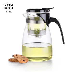 Thiết Kế Mới Lá Lỏng Lẻo Trà Infuser Ấm Đun Nước Trà Nồi 900Ml Cấp Thực Phẩm Nhiệt Chống Thủy Tinh Văn Phòng Ấm Trà Với Thủy Tinh Infuser