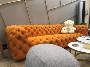 Luxus italienisches getuftetes gelbes Leder Moon Chesterfield <span class=keywords><strong>Sofa</strong></span> - Product Image 2
