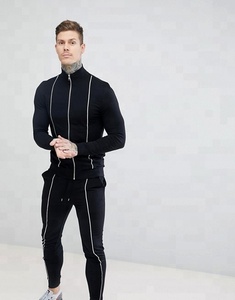 KY Reflective Piping Training Jogging Wear <span class=keywords><strong>Super</strong></span> <span class=keywords><strong>Skinny</strong></span> Fitness Track Suit con cordón en la cintura Pantalones <span class=keywords><strong>de</strong></span> algodón Deportes <span class=keywords><strong>de</strong></span> verano - Product Image 2
