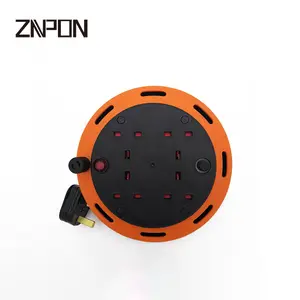 10m 4way BS socket power cord reel