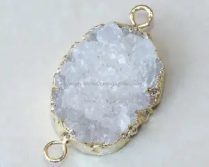 الأبيض Druzy 925 فضة وصلات الاحجار الكريمة